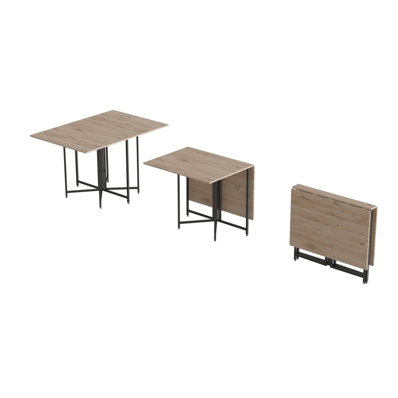 Розкладний стіл-трансформер книжка Моріс 3 Ferrum-decor 75x130x90 Чорний метал ДСП Дуб Сан-Марино 16 мм (FRD-107414)
