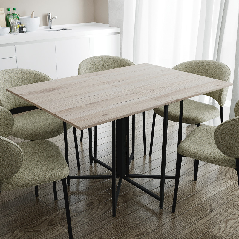 Розкладний стіл-трансформер книжка Моріс 3 Ferrum-decor 75x130x90 Чорний метал ДСП Дуб Сан-Марино 16 мм (FRD-107414)