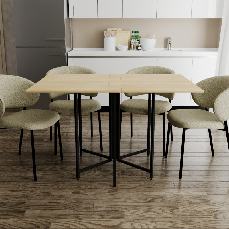 Розкладний стіл-трансформер книжка Моріс 3 Ferrum-decor 75x130x90 Чорний метал ДСП Дуб Кремона Торро 16 мм (FRD-107504)