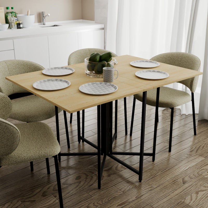 Розкладний стіл-трансформер книжка Моріс 3 Ferrum-decor 75x130x90 Чорний метал ДСП Дуб Кремона Торро 16 мм (FRD-107504)
