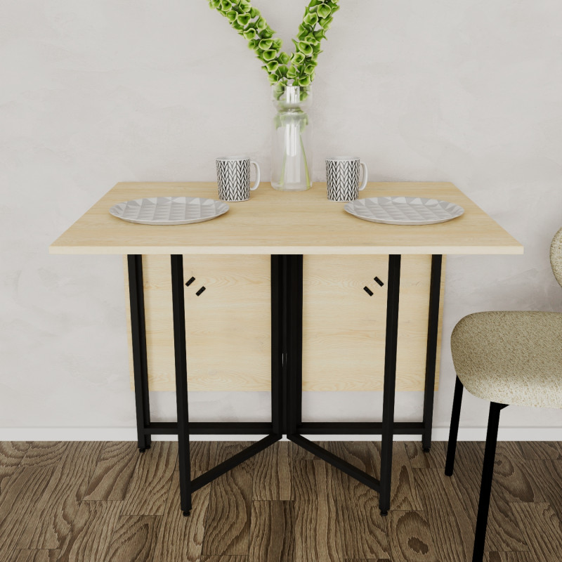 Розкладний стіл-трансформер книжка Моріс 3 Ferrum-decor 75x130x90 Чорний метал ДСП Дуб Кремона Торро 16 мм (FRD-107504)