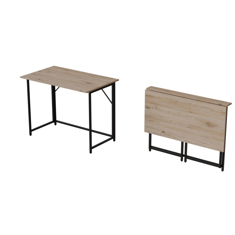 Стіл розкладний Морис 900 Ferrum-decor 750x900x500 Чорний метал ДСП Дуб Сан-Марино 16 мм (FRD-107314)