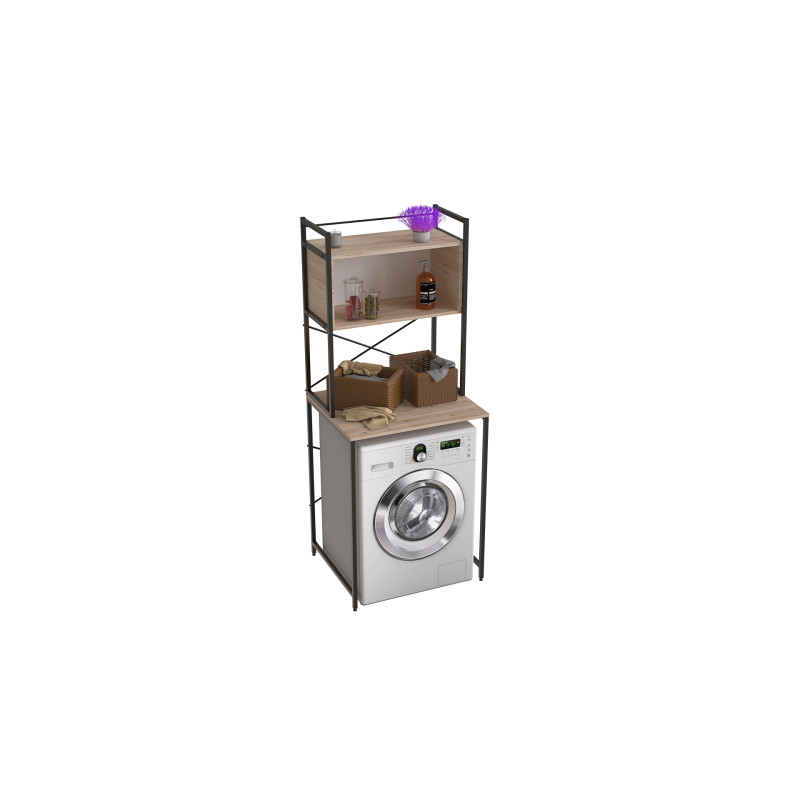 Стелаж-полиця Бафрум 403 Ferrum-decor для пральної машини 178x70,5x60,5 Чорний метал ДСП Дуб Сан-Марино 16 мм (FRD-107374)