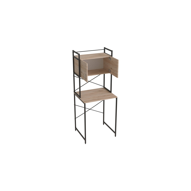 Стелаж-полиця Бафрум 404 Ferrum-decor для пральної машини 178x70,5x60,5 Чорний метал ДСП Дуб Сан-Марино 16 мм (FRD-107384)