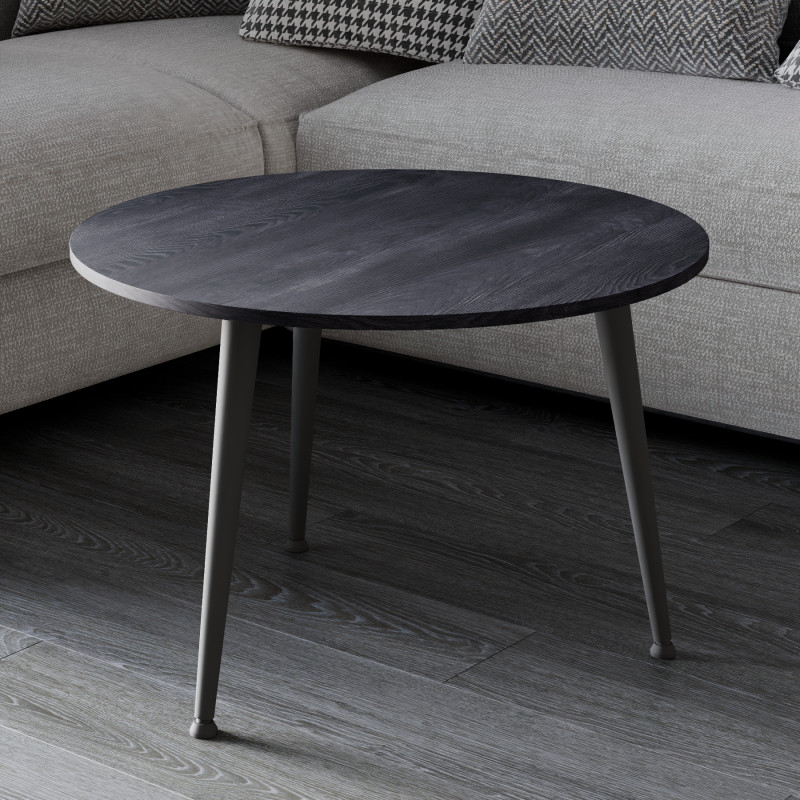Журнальний круглий стіл OPTIMA 1 ніжки конусні Ferrum-decor 450x670x670 Чорний метал ДСП Каштан Арвадонна 16 мм (FRD-107534)