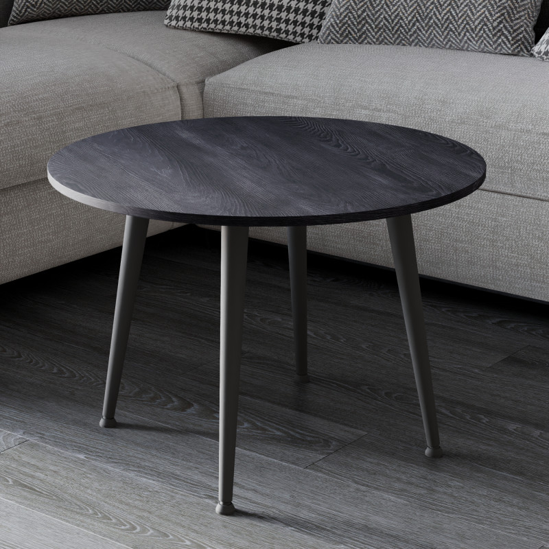 Журнальний круглий стіл OPTIMA 2 ніжки конусні Ferrum-decor 450x670x670 Чорний метал ДСП Каштан Арвадонна 16 мм (FRD-107544)