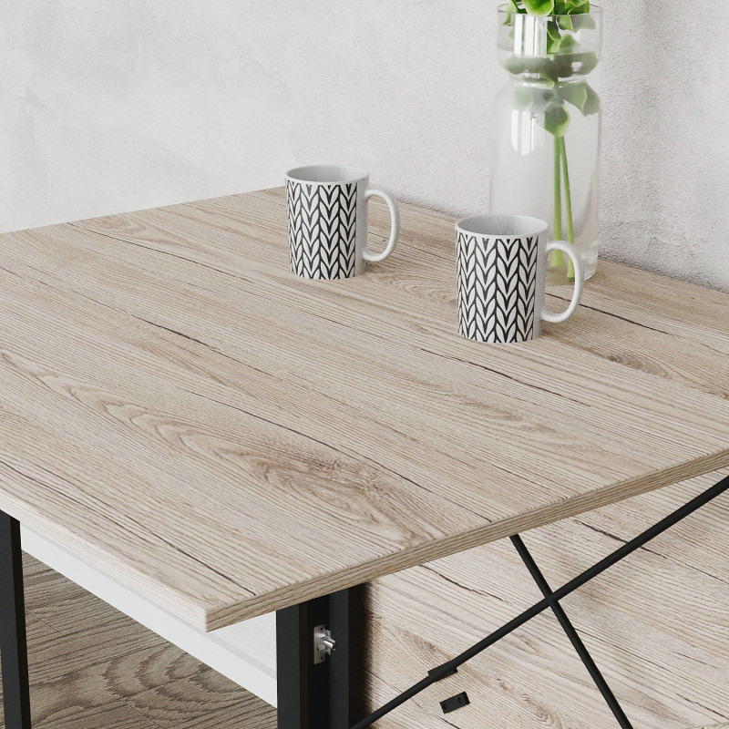 Обідній стіл трансформер книжка Оріон Pro Ferrum-decor 75x152x90 Чорний метал ДСП Дуб Сан-Марино 16 мм (FRD-107404)