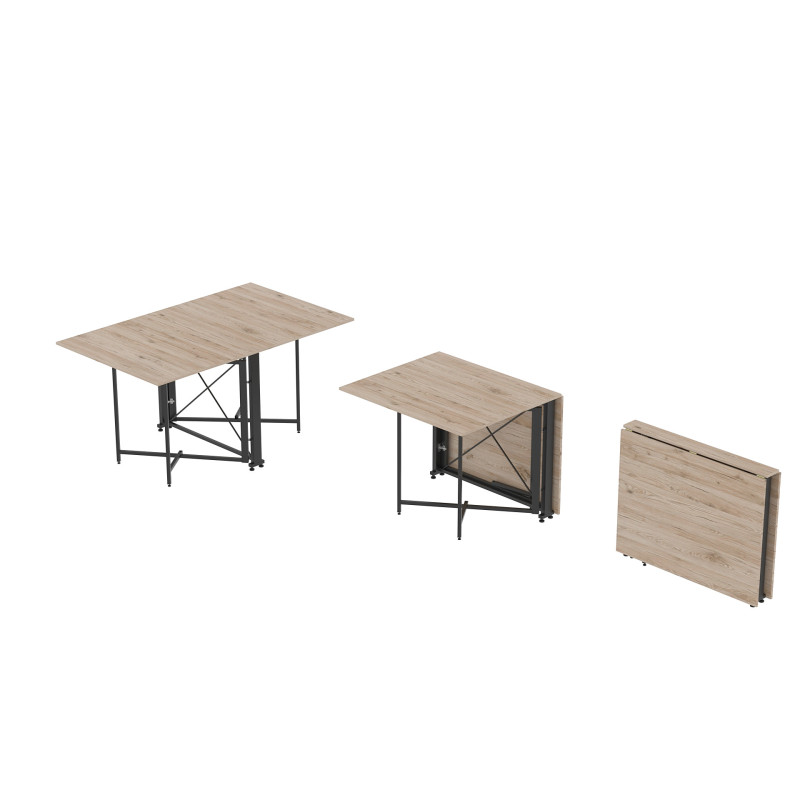 Обідній стіл трансформер книжка Оріон Pro Ferrum-decor 75x152x90 Чорний метал ДСП Дуб Сан-Марино 16 мм (FRD-107404)