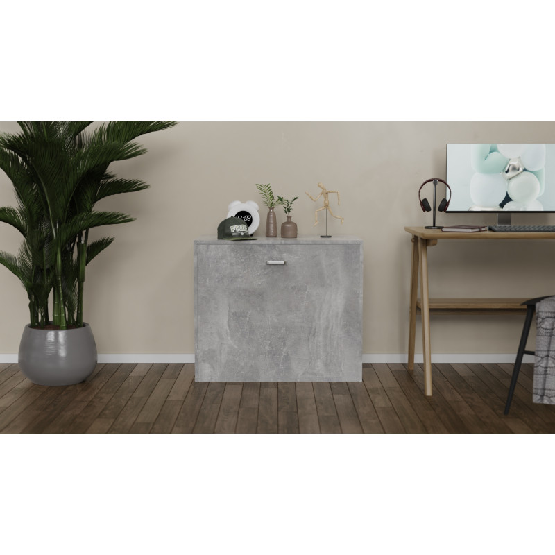 Ліжко трансформер тумба ASCET 2 Ferrum-decor 650x2000x700 Чорний метал ДСП Бетон 16 мм (FRD-107334)