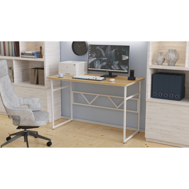 Комп'ютерний стіл Ferrum-decor Раян 75x140x60 білий ДСП Дуб Артизан 32 мм (FRD-107084)
