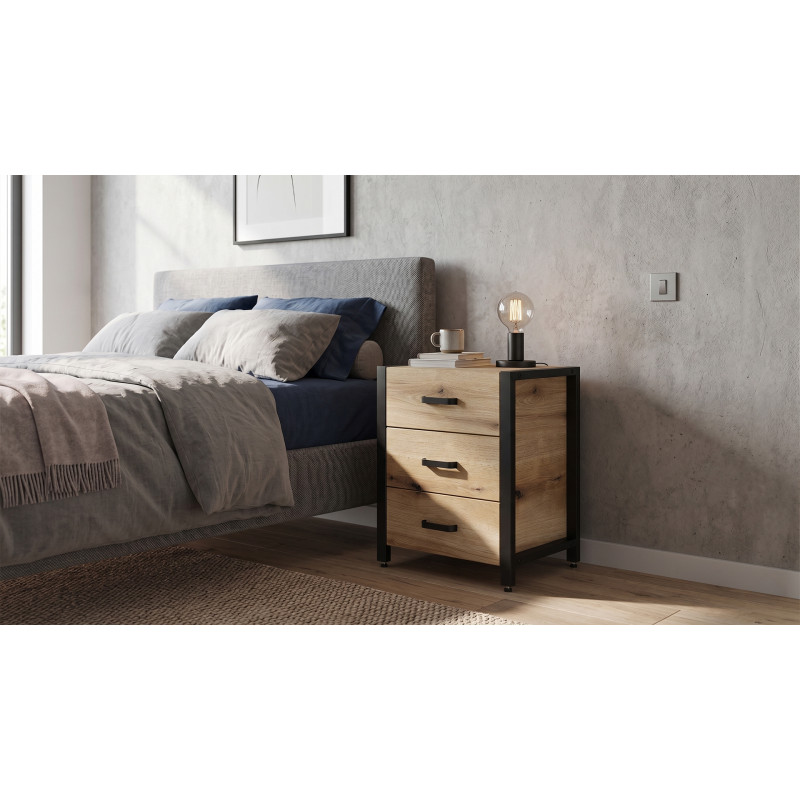Тумба універсальна Ferrum-decor Вів'єн 3 50x41x40 чорний ДСП Дуб Евок Прибережний 16 мм (FRD-107744)