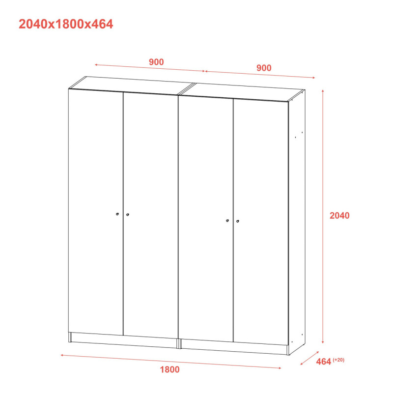 Шкаф для одежды Doros Промо Антрацит 2+2 ДСП 180х48х204 (42005333) (DRS-012163)
