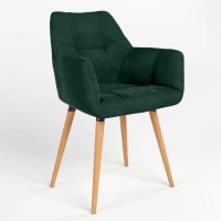 Обеденный стул Новый Стиль DASTER WOOD BLACK (BOX-1) LN PUMA-08 (Изумрудно-зеленый) (NWS-121258)