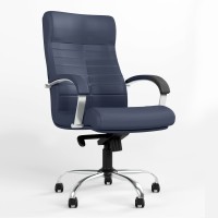 Крісло офісне поворотне Новий Стиль ORION STEEL LB CHROME (COMFORT) ECO-22 (Синій) (NWS-126631)