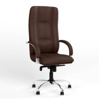 Крісло офісне поворотне Новий Стиль STAR STEEL CHROME (COMFORT) LE-K (Каштан) (NWS-126851)