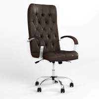 Кресло руководителя поворотное Новый Стиль CUBA STEEL CHROME ANYFIX CHR68 ECO-31 (Темно-коричневый) (NWS-125493)