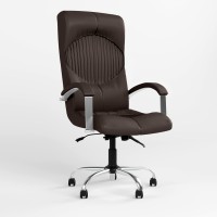 Кресло офисное поворотное Новый Стиль GERMES STEEL CHROME (COMFORT+ANYFIX) ECO-31 (Темно-коричневый) (NWS-126056)