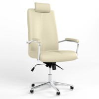 Крісло офісне поворотне Новий Стиль GRAND HR STEEL CHROME ANYFIX AL68 ECO-07 (Світло-бежевий) (NWS-126216)