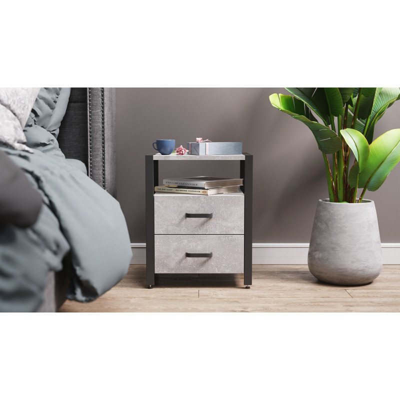 Тумба універсальна Ferrum-decor Вів'єн 2/2 50x41x40 чорний ДСП Дуб Бетон 16мм (FRD-106841)