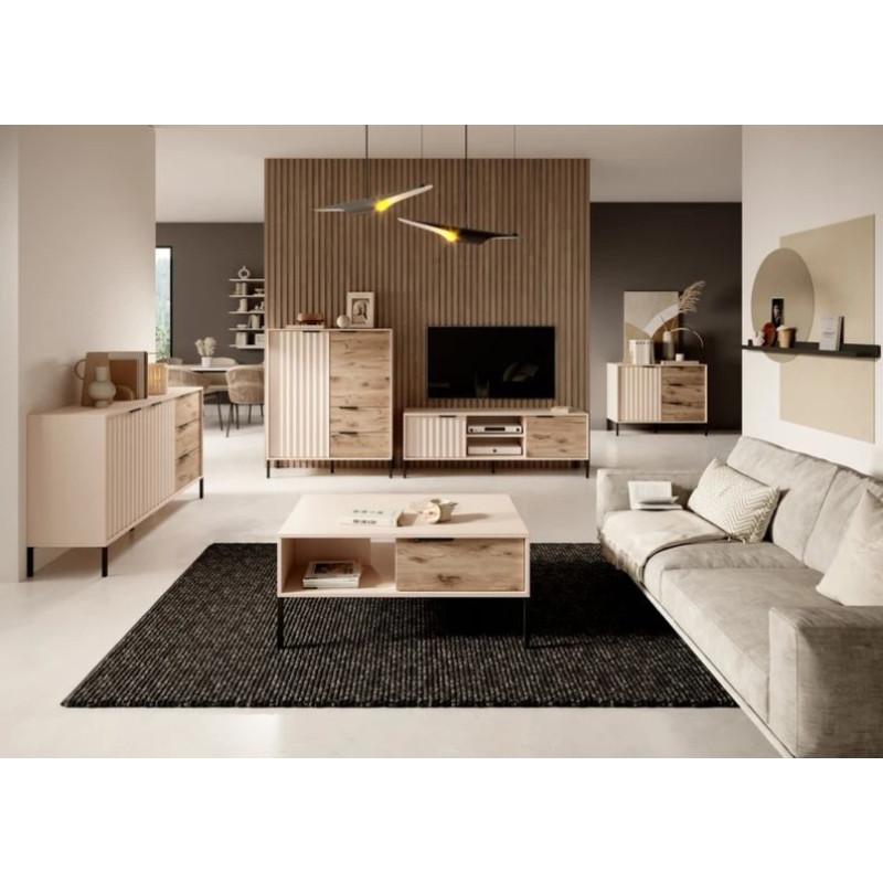 Комод Perfect Home Rock 3D/153 153,1x81,4x39,5 Бежевий/Дуб вікінг (PFH-091088)