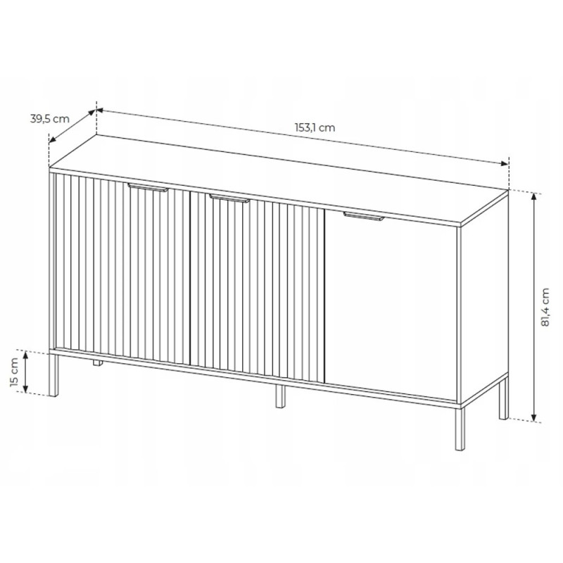 Комод Perfect Home Rock 3D/153 153,1x81,4x39,5 Бежевий/Дуб вікінг (PFH-091088)