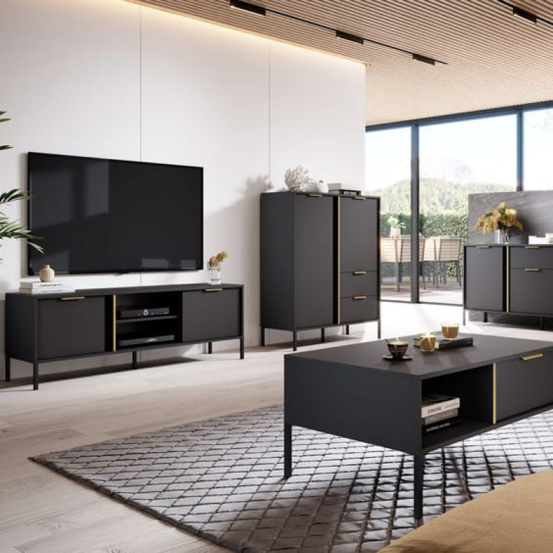 Тумба під телевізор Perfect Home Clars 2D 153,1х53,4х39,5 Антрацит (PFH-091023)