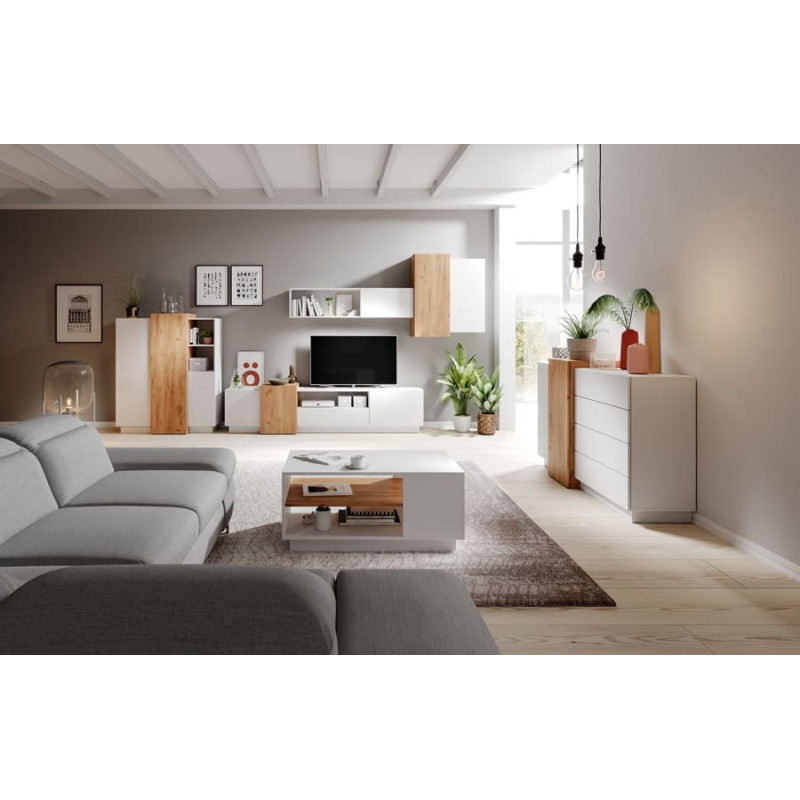 Журнальний стіл Perfect Home Cube 60х100х45.5 Білий/Дуб крафт золотий (PFH-091043)