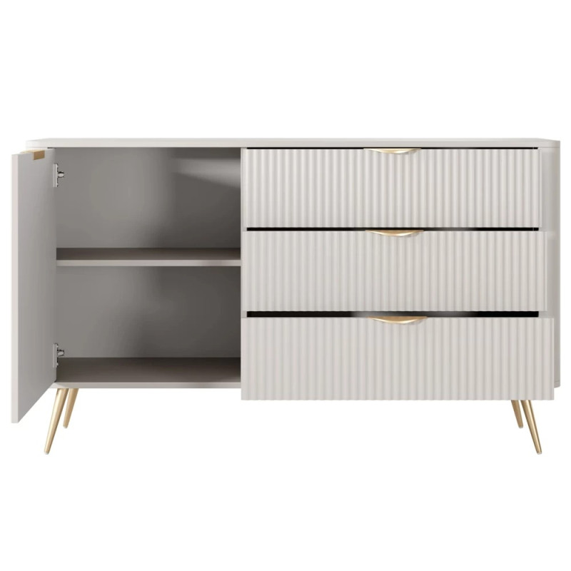 Комод з телескопічними напрямними Perfect Home Lante 1D3S/138 138,2x81,2x38 Бежевий (золоті ніжки) (PFH-091116)