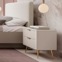 Тумба приліжкова з телескопічними напрямними Perfect Home Lante 2S 63,2x55,3x38 Бежевий (золоті ніжки) (PFH-091123)