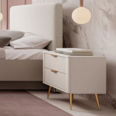 Тумба приліжкова з телескопічними напрямними Perfect Home Lante 2S 63,2x55,3x38 Бежевий (золоті ніжки) (PFH-091123)