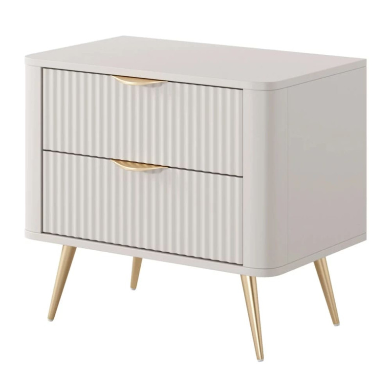 Тумба приліжкова з телескопічними напрямними Perfect Home Lante 2S 63,2x55,3x38 Бежевий (золоті ніжки) (PFH-091123)