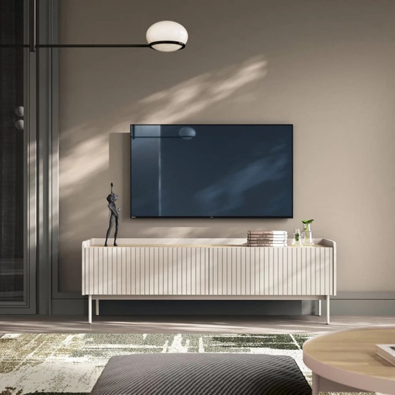 Тумба під телевізор Perfect Home Level 2D/153 153х50,2х38 Бежевий/Дуб сканді (PFH-091158)