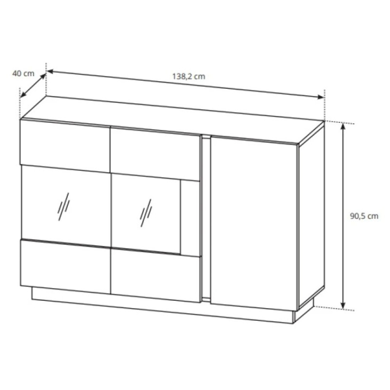 Комод Perfect Home Marco 3D2W/138 138,2x90,5x40 Білий/Білий глянець/ Дуб грандсон (PFH-091034)