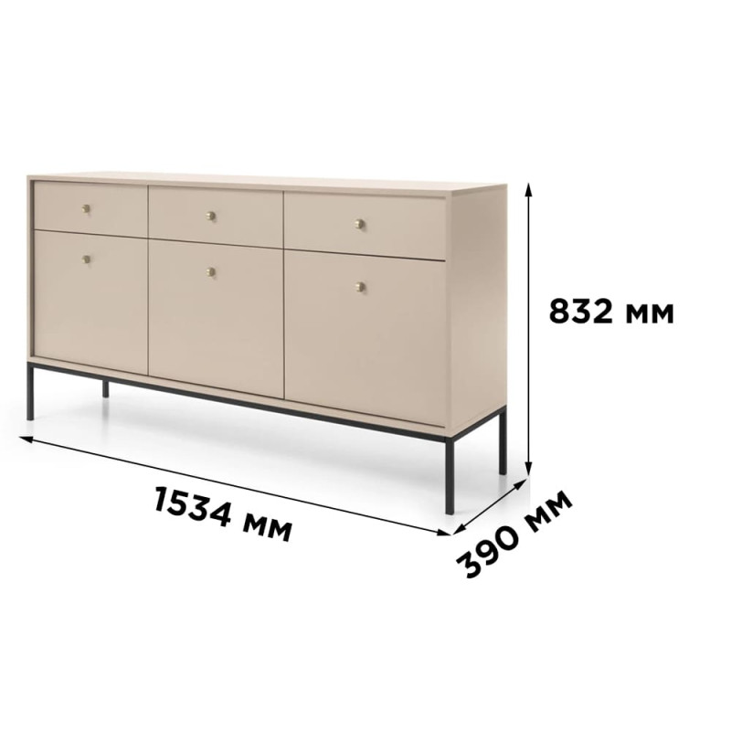 Комод Perfect Home Mono MKSZ154 3D3S 153,4x83,2x39 Беж пісочний (золоті ніжки) (PFH-091207)