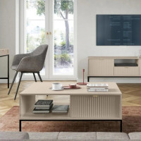 Журнальний стіл з телескопічними напрямними Perfect Home Nova L104 1S 104x68x46 Кашемір (чорні ніжки) (PFH-091253)