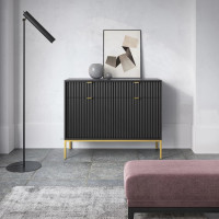 Комод з телескопічними напрямними Perfect Home Nova KSZ104 2D2S 104x63x39 Чорний (золоті ніжки) (PFH-091231)