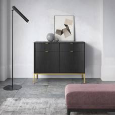 Комод з телескопічними напрямними Perfect Home Nova KSZ104 2D2S 104x63x39 Чорний (золоті ніжки) (PFH-091231)