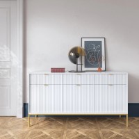 Комод з телескопічними напрямними Perfect Home Nova KSZ154 3D3S 154x63x39 Білий (золоті ніжки) (PFH-091241)