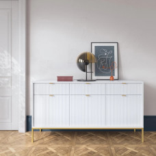 Комод з телескопічними напрямними Perfect Home Nova KSZ154 3D3S 154x63x39 Білий (золоті ніжки) (PFH-091241)