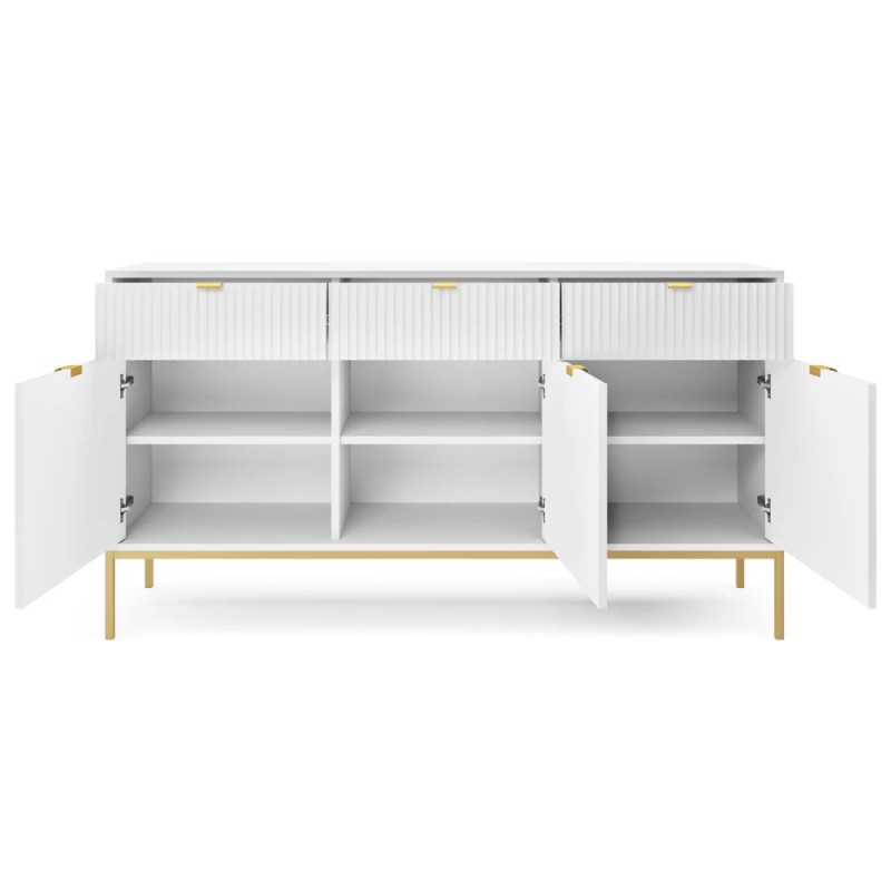 Комод з телескопічними напрямними Perfect Home Nova KSZ154 3D3S 154x63x39 Білий (золоті ніжки) (PFH-091241)