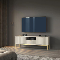 Тумба під телевізор з телескопічними напрямними Perfect Home Nova RTV154 2D1S 168х56х39 Кашемір (золоті ніжки) (PFH-091228)