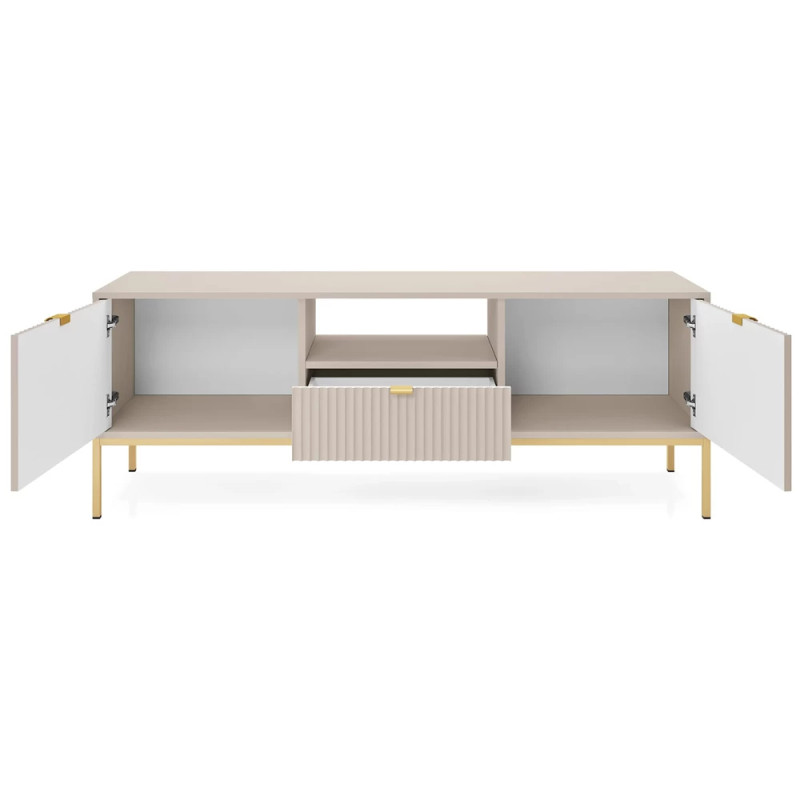 Тумба під телевізор з телескопічними напрямними Perfect Home Nova RTV154 2D1S 168х56х39 Кашемір (золоті ніжки) (PFH-091228)
