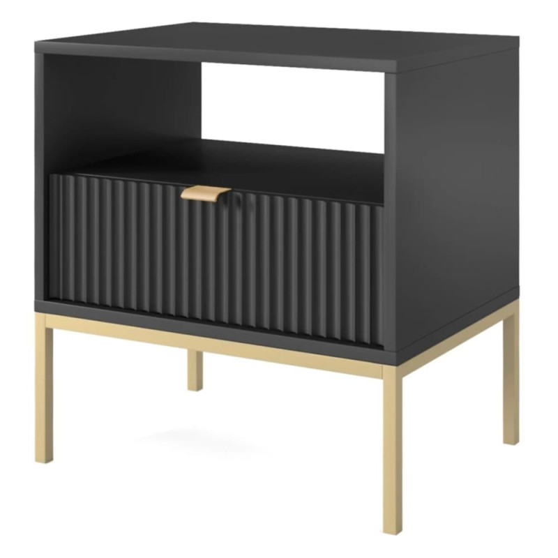 Тумба приліжкова з телескопічними напрямними Perfect Home Nova S54 54х56х39 Чорний (золоті ніжки) (PFH-091254)
