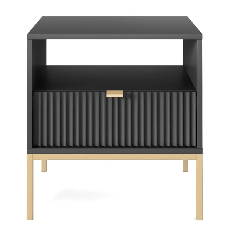 Тумба приліжкова з телескопічними напрямними Perfect Home Nova S54 54х56х39 Чорний (золоті ніжки) (PFH-091254)