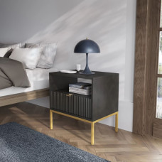 Тумба приліжкова з телескопічними напрямними Perfect Home Nova S54 54х56х39 Чорний (золоті ніжки) (PFH-091254)