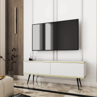 Тумба під телевізор Perfect Home Oro RTV135 MDF 2D 135х53х32 Білий (чорні ніжки) (PFH-091333)