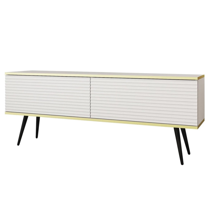 Тумба під телевізор Perfect Home Oro RTV135 MDF 2D 135х53х32 Білий (чорні ніжки) (PFH-091333)