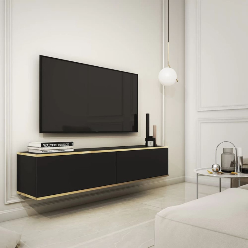 Тумба під телевізор навісна Perfect Home Oro RTV135 2D 135х30х32 Чорний (PFH-091352)
