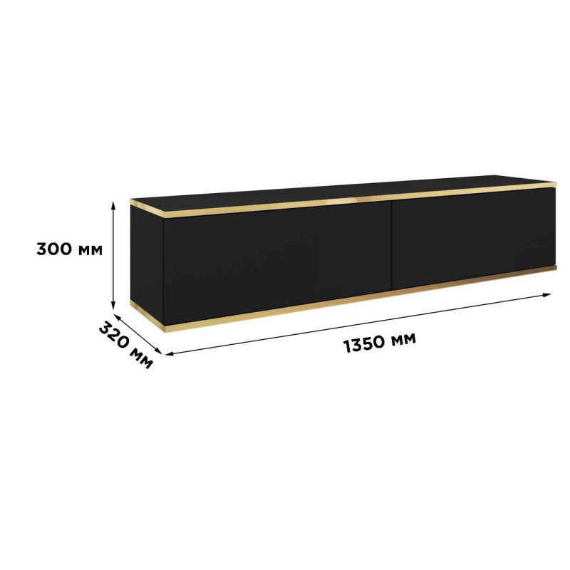 Тумба під телевізор навісна Perfect Home Oro RTV135 2D 135х30х32 Чорний (PFH-091352)