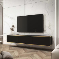 Тумба під телевізор навісна Perfect Home Oro RTV175 3D 175х30х32 Чорний (PFH-091362)